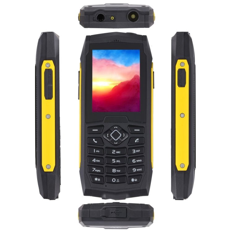 Rugtel R1D Rugged Phone, IP68 Waterproof Dustproof Shockproof, 2.4 inch, MTK6261D, 2000mAh Battery, Loud Box Speaker, FM, Network: 2G, Dual SIM(Yellow) - Mega Discount Store LebanonLebanon