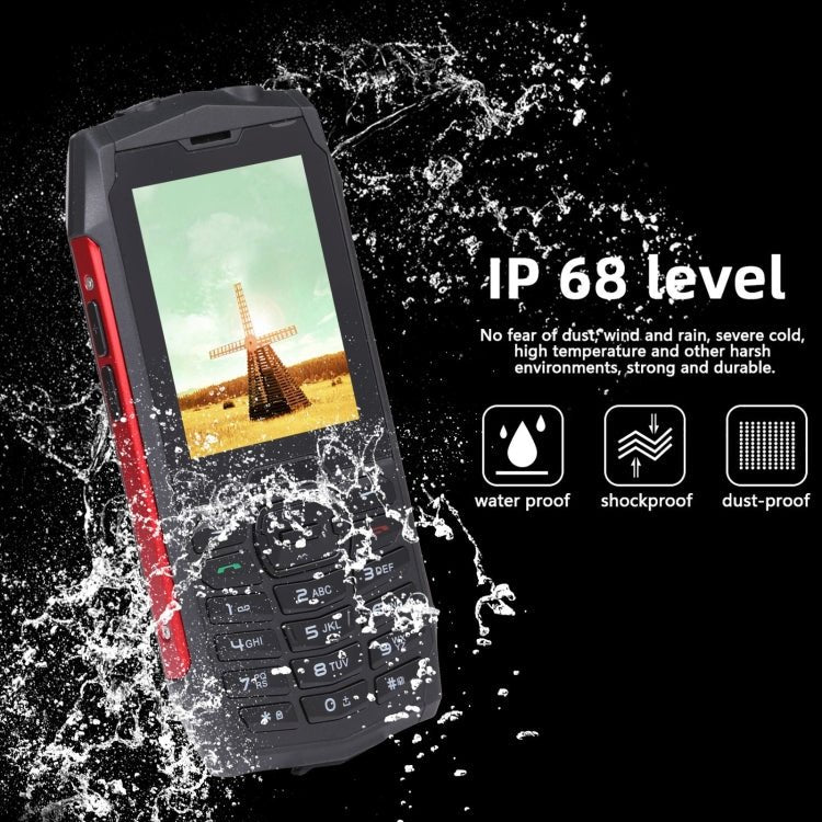Rugtel R3C Rugged Phone, IP68 Waterproof Dustproof Shockproof, 2.8 inch, MTK6261D, 2000mAh Battery, SOS, FM, Dual SIM(Red) - Mega Discount Store LebanonLebanon