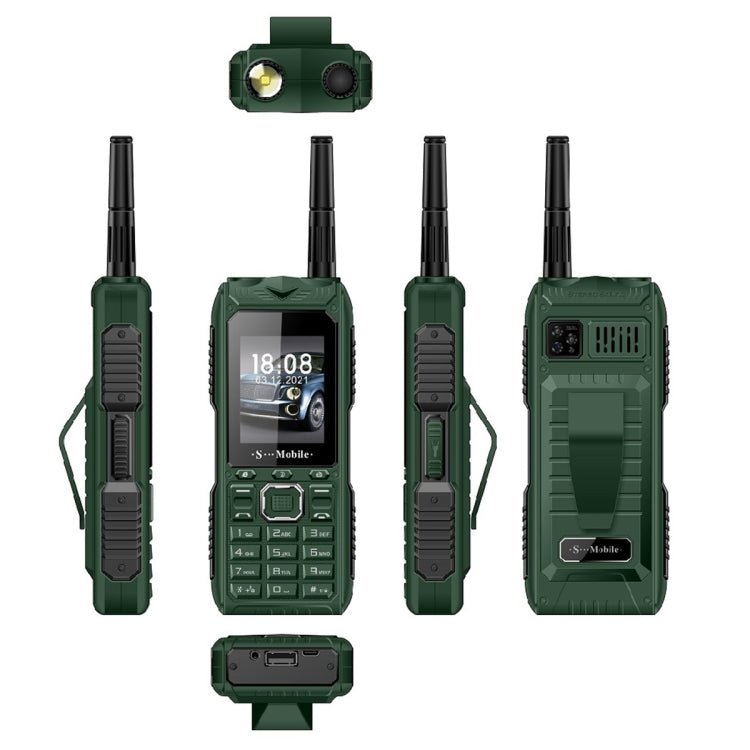 S555 Triple Proofing Elder Phone, Waterproof Shockproof Dustproof, 2400mAh Battery, 2.2. inch, 21 Keys, LED Flashlight, FM, Quad SIM, with Antenna(Green) - Mega Discount Store LebanonLebanon