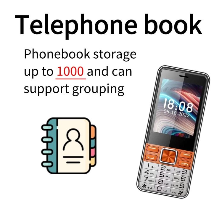 S5630, 2.8 inch, 3000mAh, 21 Key, Support Bluetooth, Flashlight, GSM, Quad SIM (Orange) - Mega Discount Store LebanonLebanon