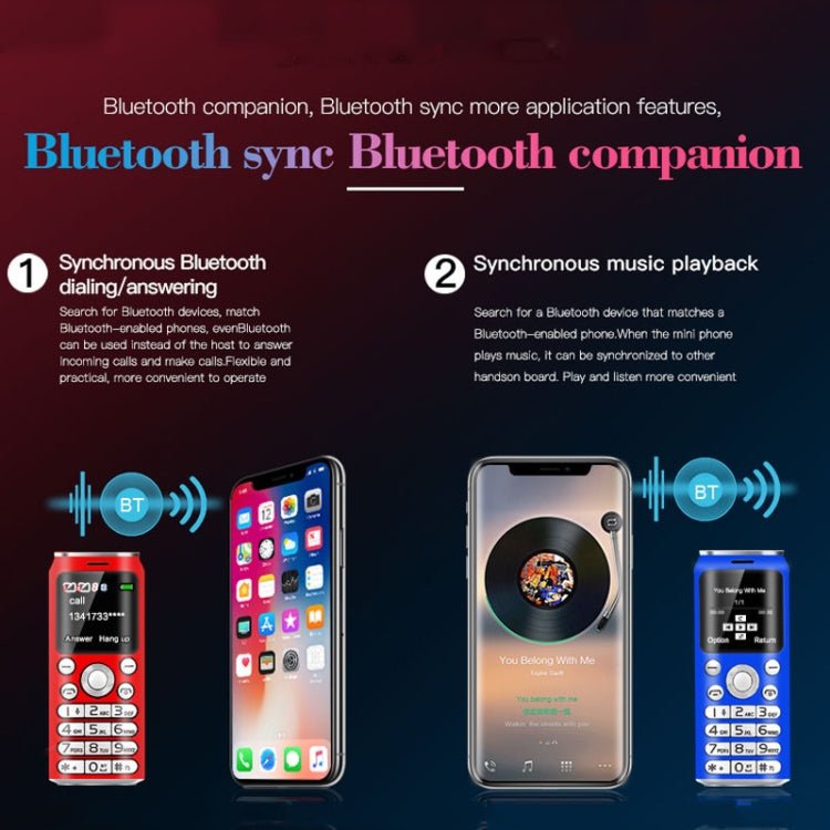 Satrend K8 Mini Mobile Phone, 1.0 inch, Hands Free Bluetooth Dialer Headphone, MP3 Music, Dual SIM, Network: 2G(Blue) - Mega Discount Store LebanonLebanon