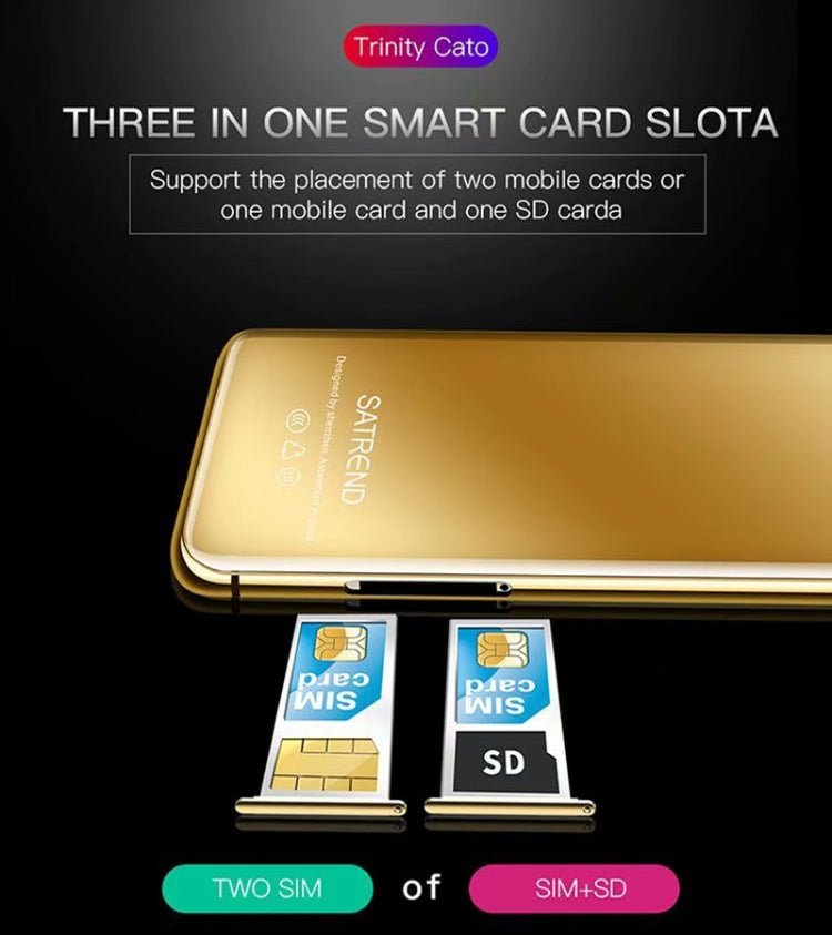 SATREND S10 Card Mobile Phone, 2.4 inch Touch Screen, MTK6261D, Support Bluetooth, FM, GSM, Dual SIM(Gold) - Mega Discount Store LebanonLebanon