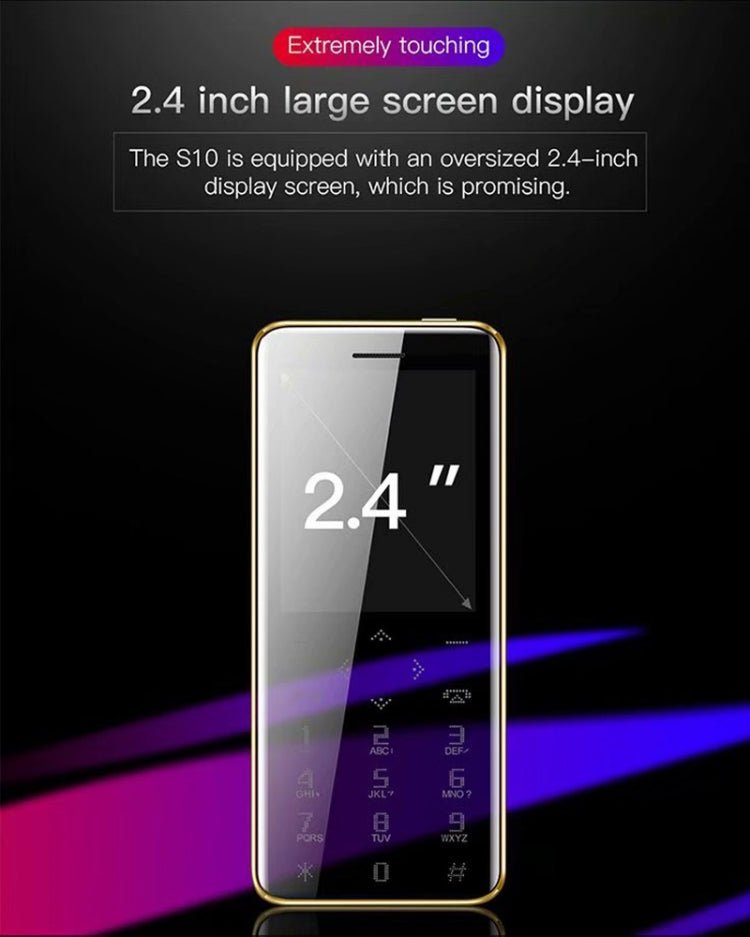SATREND S10 Card Mobile Phone, 2.4 inch Touch Screen, MTK6261D, Support Bluetooth, FM, GSM, Dual SIM(Gold) - Mega Discount Store LebanonLebanon