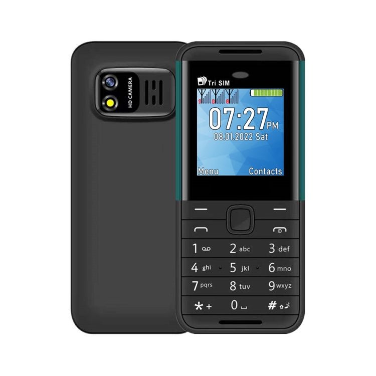SERVO BM5310 Mini Mobile Phone, English Key, 1.33 inch, MTK6261D, 21 Keys, Support Bluetooth, FM, Magic Sound, Auto Call Record, GSM, Triple SIM (Black+green) - Mega Discount Store LebanonLebanon