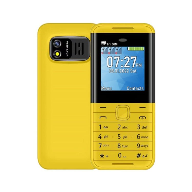 SERVO BM5310 Mini Mobile Phone, English Key, 1.33 inch, MTK6261D, 21 Keys, Support Bluetooth, FM, Magic Sound, Auto Call Record, GSM, Triple SIM (Yellow) - Mega Discount Store LebanonLebanon