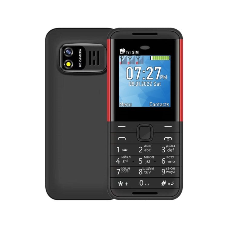 SERVO BM5310 Mini Mobile Phone, Russian Key, 1.33 inch, MTK6261D, 21 Keys, Support Bluetooth, FM, Magic Sound, Auto Call Record, GSM, Triple SIM (Black Red) - Mega Discount Store LebanonLebanon