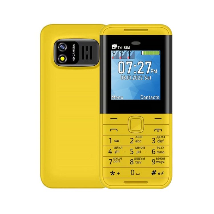 SERVO BM5310 Mini Mobile Phone, Russian Key, 1.33 inch, MTK6261D, 21 Keys, Support Bluetooth, FM, Magic Sound, Auto Call Record, GSM, Triple SIM (Yellow) - Mega Discount Store LebanonLebanon