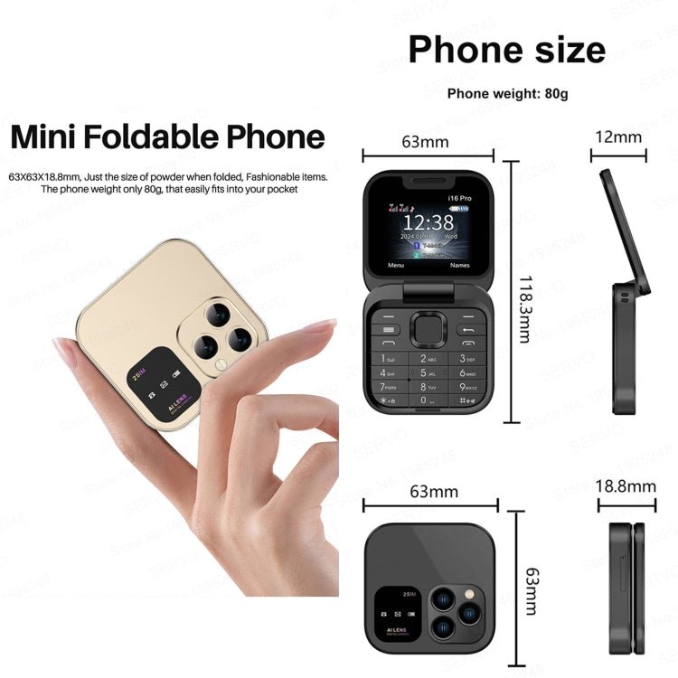 SERVO i16 Pro Mini Flip Phone, 1.77 inch, MTK6261D, 23 Keys, Support Bluetooth, FM, Magic Sound, Quick Dial, GSM, Dual SIM (Purple) - Mega Discount Store LebanonLebanon