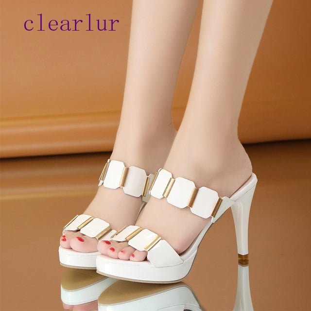 Slip - toe High Heels Open Toe Slippers Wearing A Stylish Slippers, Size:36(9cm White) - Mega Discount Store LebanonLebanon