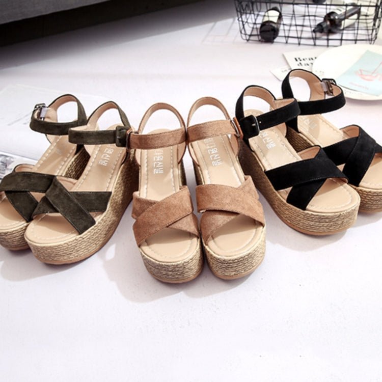 Sloppy Platform Suede Sandals, Shoes Size:37(Green) - Mega Discount Store LebanonLebanon