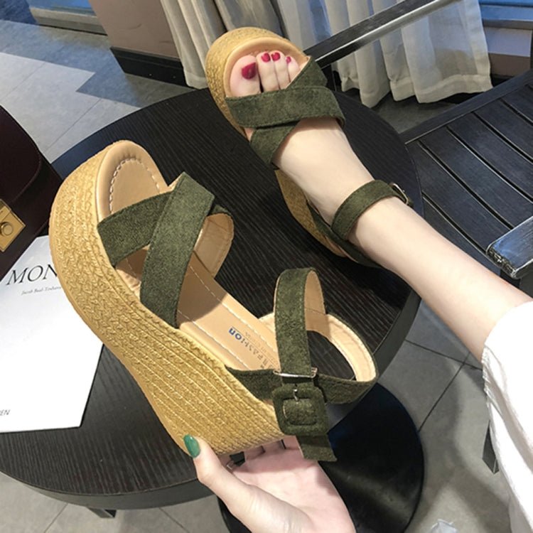 Sloppy Platform Suede Sandals, Shoes Size:38(Khaki) - Mega Discount Store LebanonLebanon