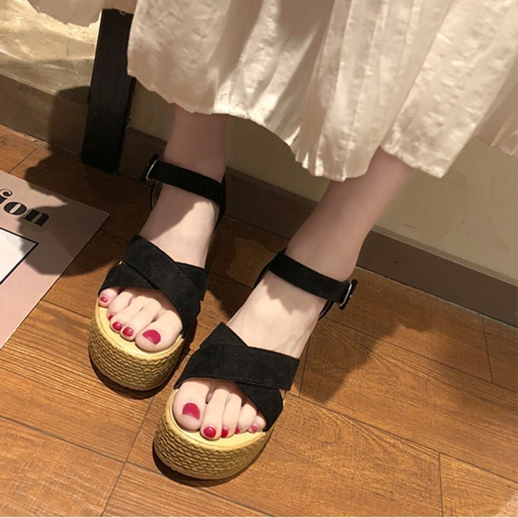 Sloppy Platform Suede Sandals, Shoes Size:39(Black) - Mega Discount Store LebanonLebanon