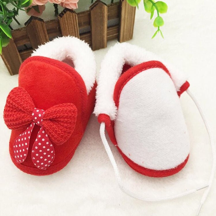 Spring Autumn and Winter Baby Cotton Shoes Boots Thick Warm Soft Bottom Bow Toddler Shoes, Size:13(Pink) - Mega Discount Store LebanonLebanon