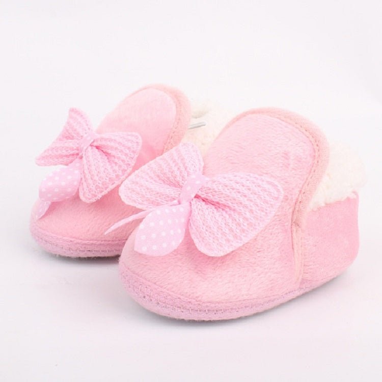 Spring Autumn and Winter Baby Cotton Shoes Boots Thick Warm Soft Bottom Bow Toddler Shoes, Size:13(Pink) - Mega Discount Store LebanonLebanon