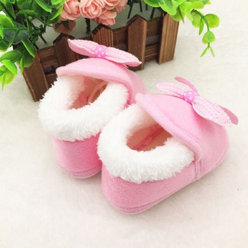 Spring Autumn and Winter Baby Cotton Shoes Boots Thick Warm Soft Bottom Bow Toddler Shoes, Size:13(Pink) - Mega Discount Store LebanonLebanon
