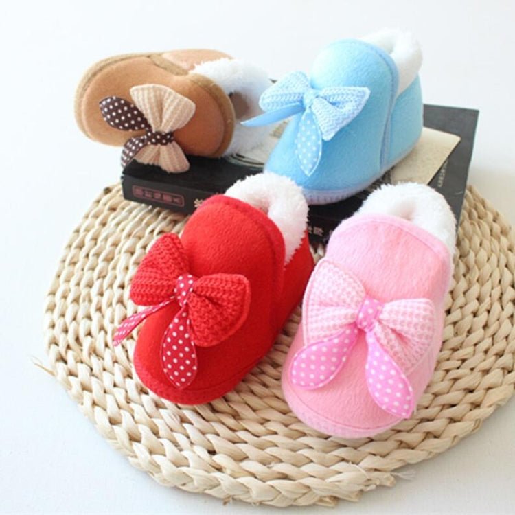 Spring Autumn and Winter Baby Cotton Shoes Boots Thick Warm Soft Bottom Bow Toddler Shoes, Size:13(Pink) - Mega Discount Store LebanonLebanon