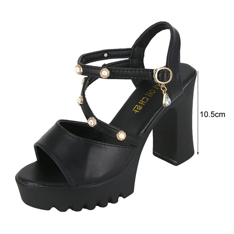 Summer Women High Heeled Sandals Thick Bottom Waterproof Platform Buckle Strap Lady Shoes, Size: 38(Black) - Mega Discount Store LebanonLebanon
