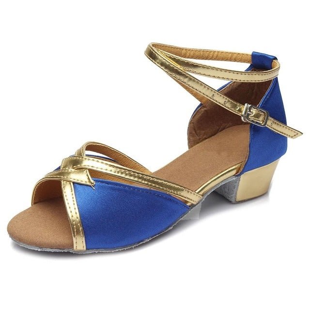 Tango Salsa Latin Low Heel Soft Bottom Dance Shoes for Girls & Women, Shoe Size:36(Blue) - Mega Discount Store LebanonLebanon