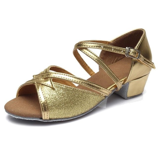 Tango Salsa Latin Low Heel Soft Bottom Dance Shoes for Girls & Women, Shoe Size:37(Gold) - Mega Discount Store LebanonLebanon
