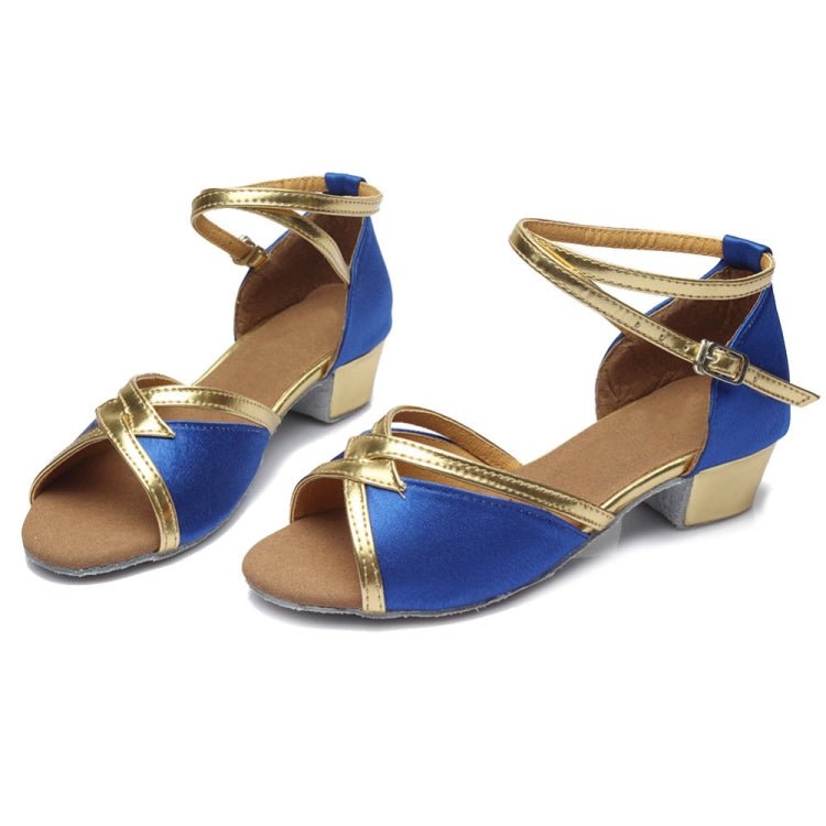 Tango Salsa Latin Low Heel Soft Bottom Dance Shoes for Girls & Women, Shoe Size:41(Blue) - Mega Discount Store LebanonLebanon