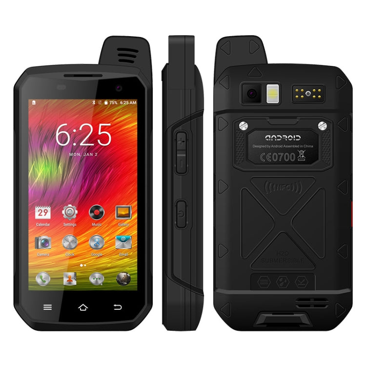 UNIWA B6000 PTT Walkie Talkie Rugged Phone, 4GB+64GB, IP68 Waterproof Dustproof Shockproof, 5000mAh Battery, 4.7 inch Android 9.0 MTK6762 Octa Core up to 2.0GHz, Network: 4G, NFC, OTG (Black) - Mega Discount Store LebanonLebanon