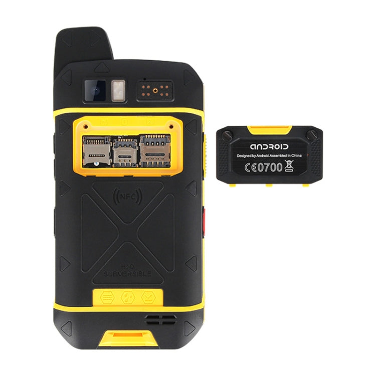 UNIWA B6000 PTT Walkie Talkie Rugged Phone, 4GB+64GB, IP68 Waterproof Dustproof Shockproof, 5000mAh Battery, 4.7 inch Android 9.0 MTK6762 Octa Core up to 2.0GHz, Network: 4G, NFC, OTG (Yellow) - Mega Discount Store LebanonLebanon