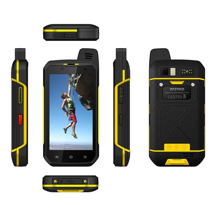 UNIWA B6000 PTT Walkie Talkie Rugged Phone, 4GB+64GB, IP68 Waterproof Dustproof Shockproof, 5000mAh Battery, 4.7 inch Android 9.0 MTK6762 Octa Core up to 2.0GHz, Network: 4G, NFC, OTG (Yellow) - Mega Discount Store LebanonLebanon