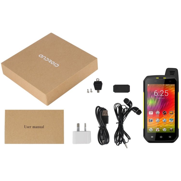 UNIWA B6000 PTT Walkie Talkie Rugged Phone, 4GB+64GB, IP68 Waterproof Dustproof Shockproof, 5000mAh Battery, 4.7 inch Android 9.0 MTK6762 Octa Core up to 2.0GHz, Network: 4G, NFC, OTG (Yellow) - Mega Discount Store LebanonLebanon
