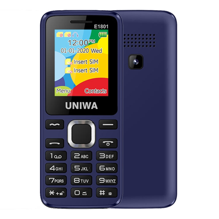 UNIWA E1801 Mobile Phone, 1.77 inch, 800mAh Battery, 21 Keys, Support Bluetooth, FM, MP3, MP4, GSM, Dual SIM(Blue) - Mega Discount Store LebanonLebanon