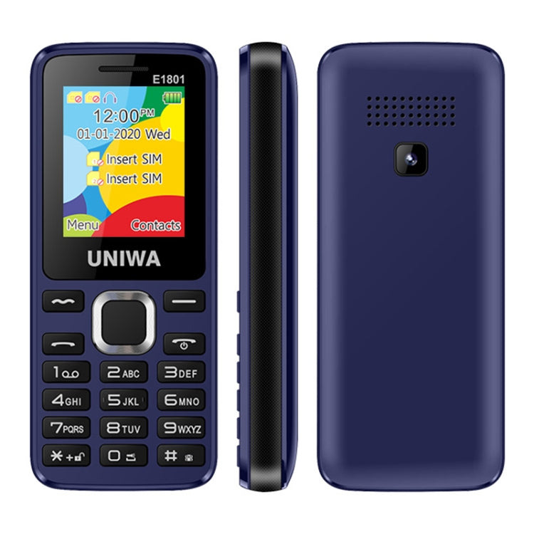 UNIWA E1801 Mobile Phone, 1.77 inch, 800mAh Battery, 21 Keys, Support Bluetooth, FM, MP3, MP4, GSM, Dual SIM(Blue) - Mega Discount Store LebanonLebanon