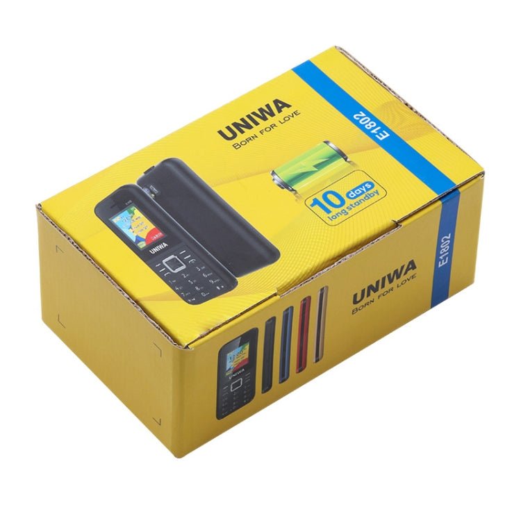 UNIWA E1802 Mobile Phone, 1.77 inch, 1800mAh Battery, SC6531DA, 21 Keys, Support Bluetooth, FM, MP3, MP4, GSM, Dual SIM(Black) - Mega Discount Store LebanonLebanon