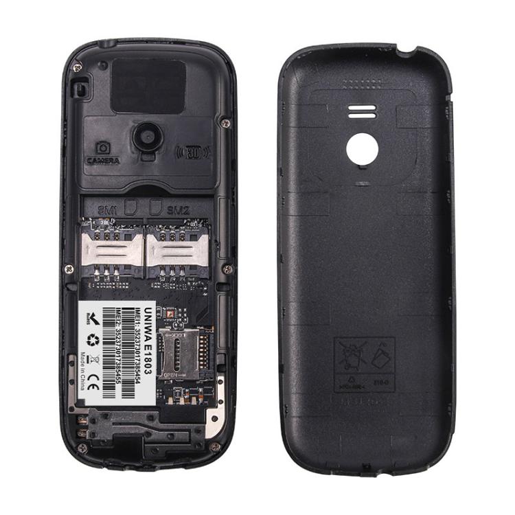 UNIWA E1803 Elder Keypad Phone, 1.77 inch SC6531E, LED Flashlight, 21 Keys, Network: 2G, EU Plug (Black) - Mega Discount Store LebanonLebanon