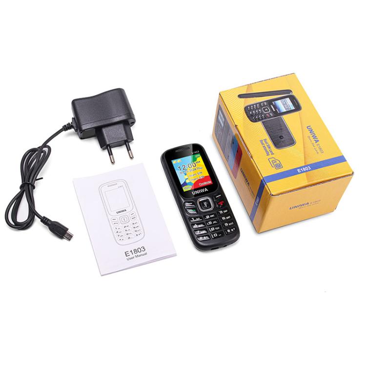 UNIWA E1803 Elder Keypad Phone, 1.77 inch SC6531E, LED Flashlight, 21 Keys, Network: 2G, EU Plug (Black) - Mega Discount Store LebanonLebanon