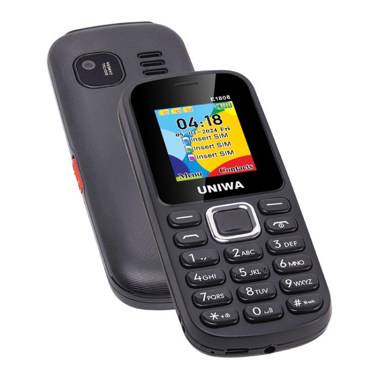 UNIWA E1808 Elder Keypad Phone, 1.77 inch SC6531E, LED Flashlight, 21 Keys, Network: 2G, Triple SIM, EU Plug (Blue) - Mega Discount Store LebanonLebanon