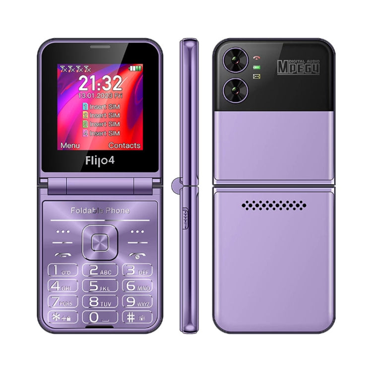 UNIWA F265 Flip Style Phone, 2.55 inch Mediatek MT6261D, FM, 4 SIM Cards, 21 Keys(Purple) - Mega Discount Store LebanonLebanon