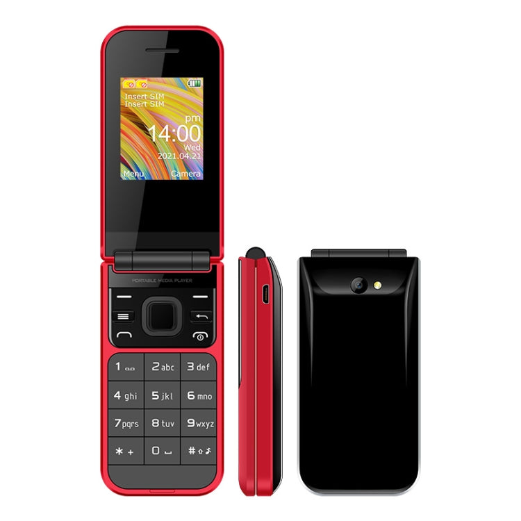 UNIWA F2720 Flip Phone, 1.77 inch, SC6531E, Support Bluetooth, FM, GSM, Dual SIM(Red) - Mega Discount Store LebanonLebanon