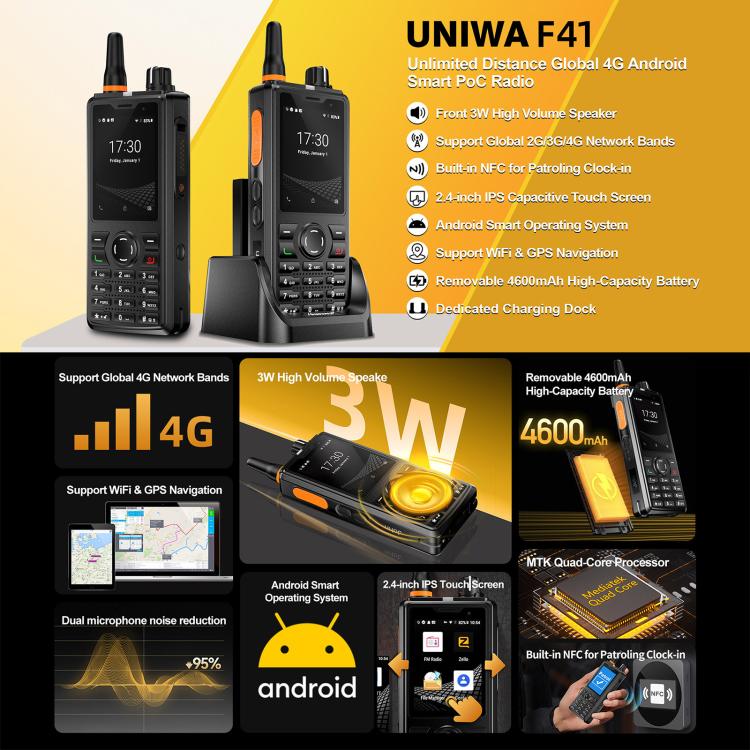 UNIWA F41 Rugged Phone, 1GB+8GB, 2.4 inch MediaTek MT6739 Quad Core, 4600mAh Battery, 21 Keys, Network: 4G (Black) - Mega Discount Store LebanonLebanon