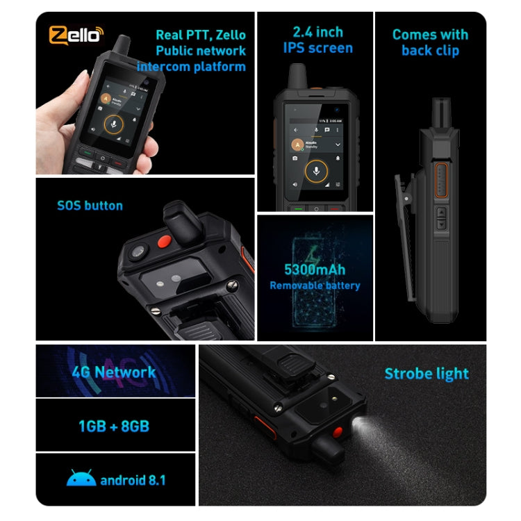 UNIWA F80S Walkie Talkie Rugged Phone, 1GB+8GB, Waterproof Dustproof Shockproof, 5300mAh Battery, 2.4 inch Android 10 Spreadtrum SL8541E Quad Core up to 1.4GHz, Network: 4G, Dual SIM, PoC, SOS (Black) - Mega Discount Store LebanonLebanon