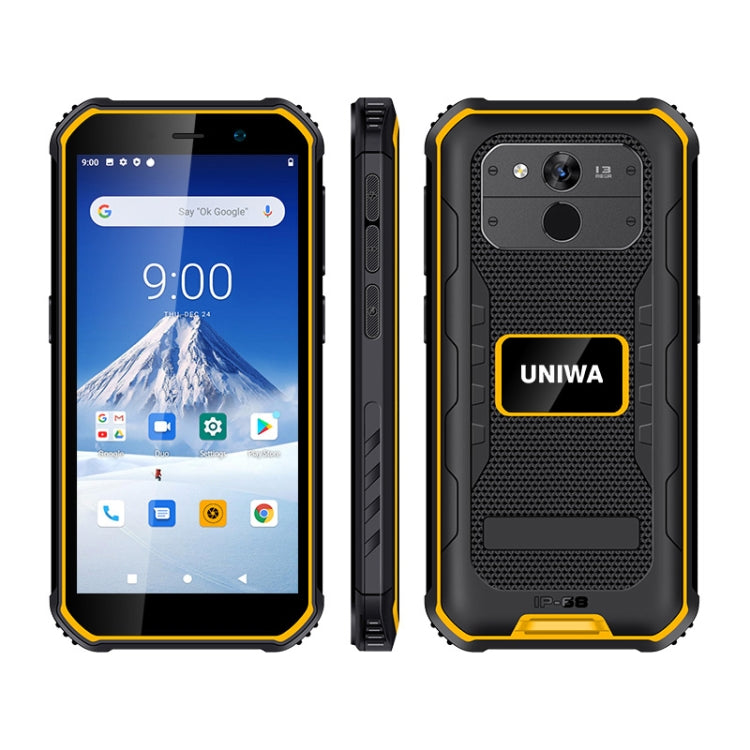 UNIWA F963 Rugged Phone, 3GB+32GB, IP68 Waterproof Dustproof Shockproof, 5.5 inch Android 10.0 MTK6739 Quad Core up to 1.25GHz, Network: 4G, NFC, OTG (Black Yellow) - Mega Discount Store LebanonLebanon