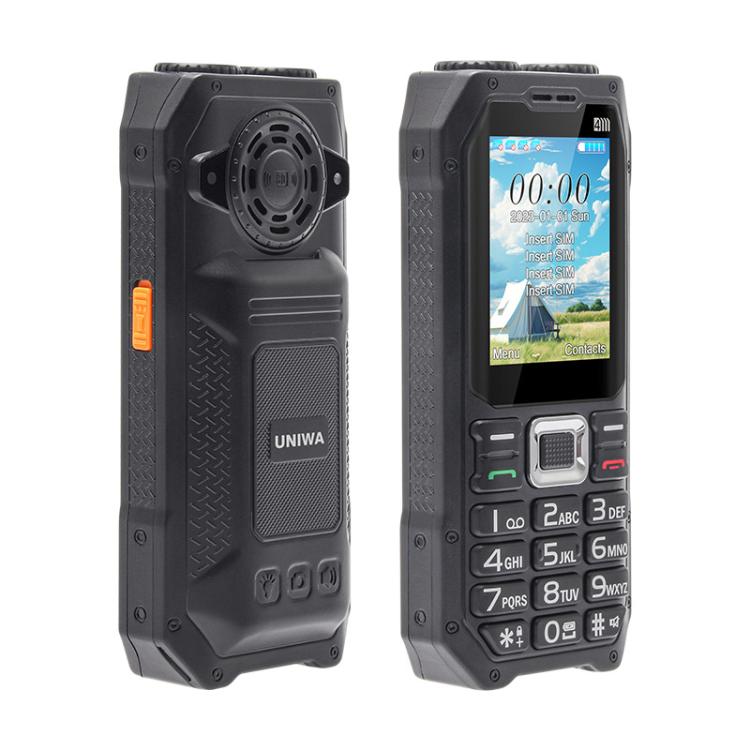 UNIWA M6000 Big Speaker Keypad Phone, 2.4 inch, Dual Flashlights, 21 Keys, SOS, FM, 4 SIM, GSM, Plug:AU Plug(Black) - Mega Discount Store LebanonLebanon