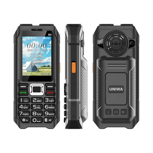 UNIWA M6000 Big Speaker Keypad Phone, 2.4 inch, Dual Flashlights, 21 Keys, SOS, FM, 4 SIM, GSM, Plug:UK Plug(Black) - Mega Discount Store LebanonLebanon