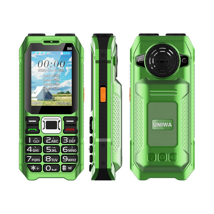 UNIWA M6000 Big Speaker Keypad Phone, 2.4 inch, Dual Flashlights, 21 Keys, SOS, FM, 4 SIM, GSM, Plug:UK Plug(Green) - Mega Discount Store LebanonLebanon