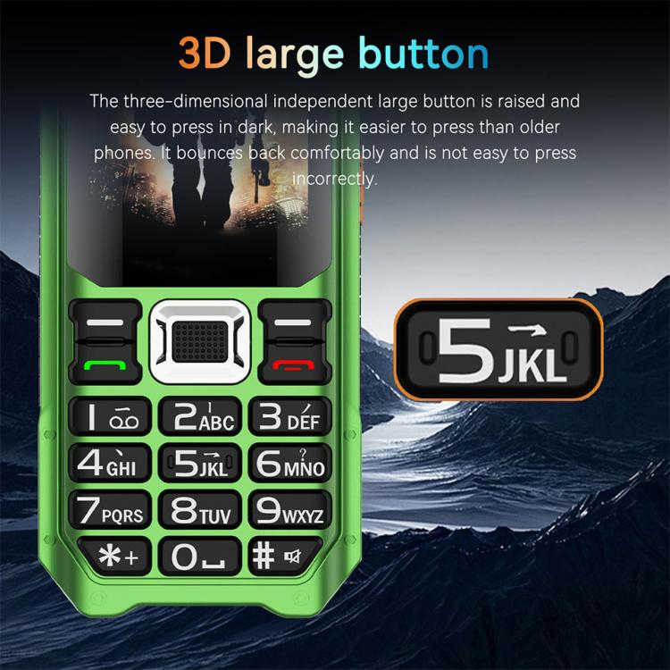 UNIWA M6000 Big Speaker Keypad Phone, 2.4 inch, Dual Flashlights, 21 Keys, SOS, FM, 4 SIM, GSM, Plug:UK Plug(Green) - Mega Discount Store LebanonLebanon