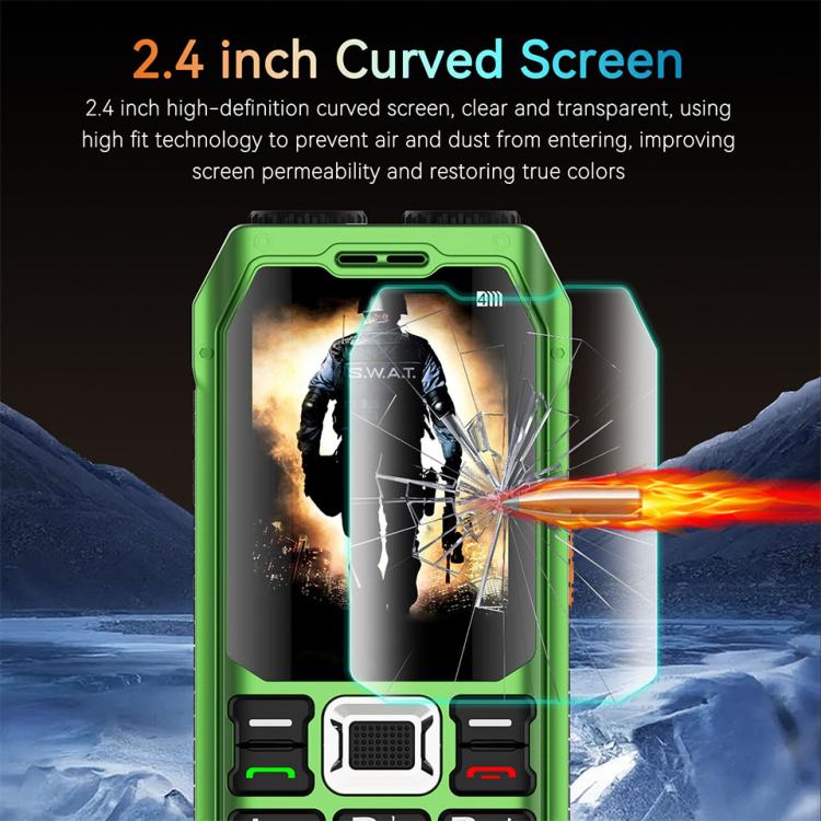 UNIWA M6000 Big Speaker Keypad Phone, 2.4 inch, Dual Flashlights, 21 Keys, SOS, FM, 4 SIM, GSM, Plug:US Plug(Green) - Mega Discount Store LebanonLebanon