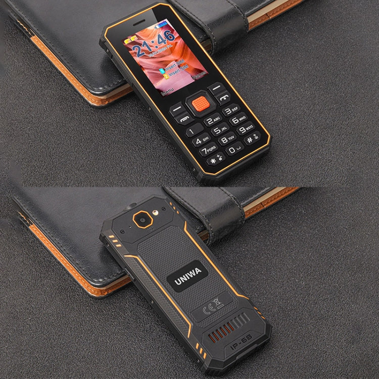 UNIWA S2 IP68 Rugged Keypad Phone, 2.4 inch Mediatek MT6261, 2500mAh Battery, 21 Keys, Network: 2G (Black+Orange) - Mega Discount Store LebanonLebanon