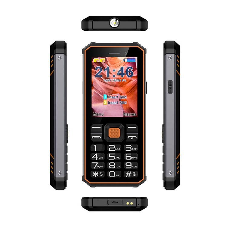 UNIWA S2 IP68 Rugged Keypad Phone, 2.4 inch Mediatek MT6261, 2500mAh Battery, 21 Keys, Network: 2G (Black+Orange) - Mega Discount Store LebanonLebanon