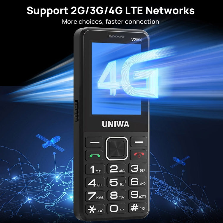 UNIWA V2000 Elder Keypad Phone, 2.4 inch Unisoc T107, 1700mAh Battery, LED Flashlight, SOS, Network: 4G, EU Plug (Red) - Mega Discount Store LebanonLebanon