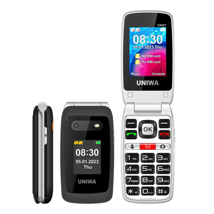 UNIWA V202T 4G Flip Style Phone, 2.4 inch Unisoc T107 Cat.1, SOS, FM, Dual SIM Cards, 21 Keys(Black) - Mega Discount Store LebanonLebanon