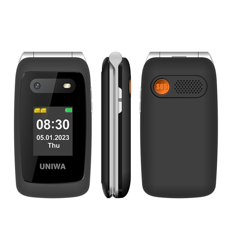 UNIWA V202T 4G Flip Style Phone, 2.4 inch Unisoc T107 Cat.1, SOS, FM, Dual SIM Cards, 21 Keys(Black) - Mega Discount Store LebanonLebanon