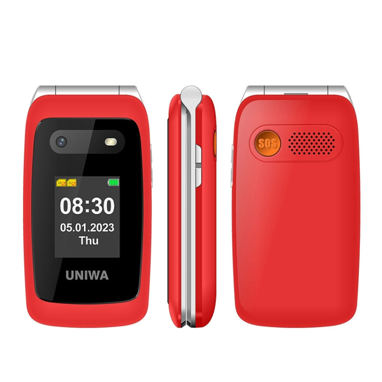 UNIWA V202T 4G Flip Style Phone, 2.4 inch Unisoc T107 Cat.1, SOS, FM, Dual SIM Cards, 21 Keys(Red) - Mega Discount Store LebanonLebanon